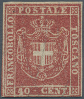 00926 Italien - Altitalienische Staaten: Toscana: 1860, Provisional Government, 40 Cents Carmin, Mint With - Toscana