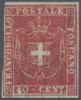 00927 Italien - Altitalienische Staaten: Toscana: 1860, 40 Cents Scarlet Carmine, Mint With Partial, Origi - Tuscany