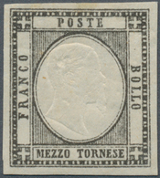 00931 Italien: 1861: COLOR ERROR Of The ½ Tornese BLACK Instead Of Green, All Sides Wide Magins With Full - Storia Postale