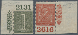 00937 Italien: 1866, 1 Cent Olive Green And 2 Cents Brick Red "digits", Turin Printing, Wide Sheet Angle W - Marcophilie