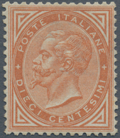 00939 Italien: 1863: 10 Cents, Turin Printing, Excellent Centering And Original Gum. Signed And Certified - Poststempel