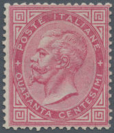 00942 Italien: 1863: 40 Centesimi Carmine Red "Vittorio Emanuele II.", Turin Printing, Mint With Gum, Bett - Mint/hinged