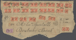 00944 Italien: 1887 Huge Piece  Of A Registered, Insured Letter Send From Rome To Germany. The Item Weight - Marcophilie