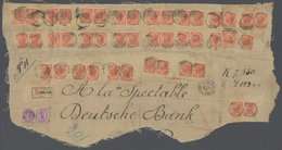 00944 Italien: 1887 Huge Piece  Of A Registered, Insured Letter Send From Rome To Germany. The Item Weight - Poststempel