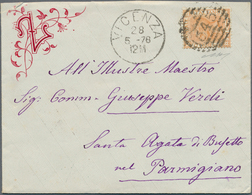 00948 Italien: 1878: Letter With Ornament To The Composer Giuseppe Verdi With 20 C Orange. Nice Private Co - Marcofilía