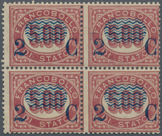 00949 Italien: 1878, 2 Cents On 5 Lire Service Stamp, Block Of Four, MNH; With Certificate Of E. Diena (19 - Storia Postale