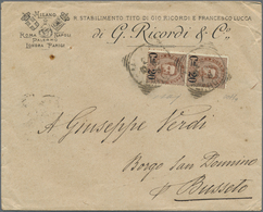00956 Italien: 1890: Letter From The Music Company "Ricordi" To The Composer Giuseppe Verdi With Pair 20 O - Marcofilie