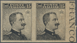 00959 Italien: 1909, 15 Cents Grey Black, Proof Of Print On Thicker Greyish Paper, Not Perforted, Without - Poststempel