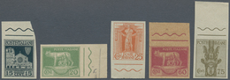 00965 Italien: 1928: Five Values Of The Unissued Series "Serie Artistica", Printing Proofs On Gray Paper W - Marcophilie