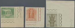 00966 Italien: 1928: Three Values Of The Unissued Series "Serie Artistica", Printing Proofs On Gray Paper - Marcophilie