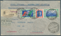00970 Italien: 1933, Separated Flight Triptych 5, 25 + 44, 75 L On Registered Express Letter PERUGIA 14.6. - Storia Postale
