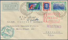 00974 Italien: 1933, Mass Flight Triptych 5.25 + 44.75 L. "I-CALO" On Well Preserved Registered Letter ROM - Marcofilía