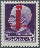 00979 Italien: 1944, 50 Lire Violet, Overprint In Red, Emission Florence. VF Mint Never Hinged Condition. - Marcophilia