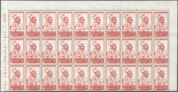 00984 Italien: 1954, 25l. Red "Carlo Collodi/Pinocchio" Showing Variety "White Background", Marginal Block - Poststempel