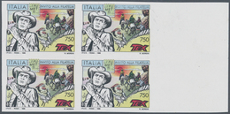 00996 Italien: 1996, 750 Lire Polychrome "Tex Willer" Not Perforated, Block Of Four With Wide Sheet Margin - Marcofilie