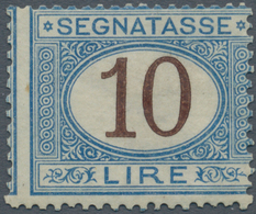 01007 Italien - Portomarken: 1874: 10 Lire Postage Due, Blue And Brown, MNH, Signed And Certificate Silvan - Impuestos