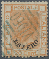 01050 Italienische Post Im Ausland - Allgemeine Ausgabe: 1878/79: "MONTEVIDEO" Rare Bars Cancel In Azzuro - Other & Unclassified