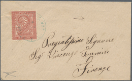 01073 San Marino - Stempel: 1863: Precursors, 2 Cents Brick Red, Turin Printing, Tied By Blue Double Circl - Covers & Documents