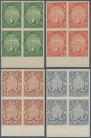 01074 Vatikan: 1933, Holy Year "Anno Santo", Complete Set Of Imperforated Blocks Of Four, Each With Bottom - Cartas & Documentos