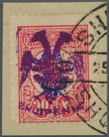 01109 Albanien: 1913, Double Headed Eagle Overprints, 10pa. On 20pa. Rose With VIOLET Eagle Overprint And - Albanië