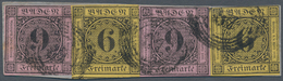 01128 Baden - Marken Und Briefe: 1851, Ziffern 2x 9 Kr. Auf Rosa Und 1853, 2x 6 Kr. Auf Gelb Auf Briefstüc - Other & Unclassified
