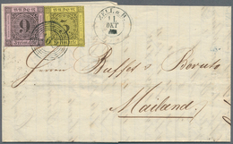 01129 Baden - Marken Und Briefe: 1851, Ziffern 9 Kr. Auf Lilarosa + 3 Kr. Auf Gelb Von "ZELL 11 OKT." über - Altri & Non Classificati