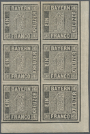 01143 Bayern - Marken Und Briefe: 1849 Schwarzer Einser 1 Kr. Platte 1 Im Ungebrauchten/postfrischen ECKRA - Andere & Zonder Classificatie