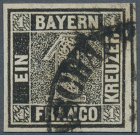 01150 Bayern - Marken Und Briefe: 1849, Schwarzer Einser 1 Kr. Schwarz, Platte 1 Mit Halbkreistempel "ASCH - Other & Unclassified