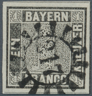 01154 Bayern - Marken Und Briefe: 1849, Schwarzer Einser 1 Kr. Grauschwarz, Platte 1 Mit Zentrischem GMR " - Other & Unclassified