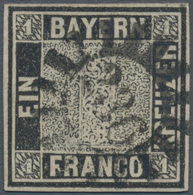 01157 Bayern - Marken Und Briefe: 1849, Schwarzer Einser 1 Kr. Schwarz, Platte 1 Mit Zentrischem GMR "236" - Altri & Non Classificati