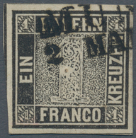 01159 Bayern - Marken Und Briefe: 1849, Schwarzer Einser 1 Kr. Schwarz, Platte 1 Mit Halbkreisstempel "SCH - Other & Unclassified