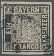 01160 Bayern - Marken Und Briefe: 1849, Schwarzer Einser 1 Kr. Schwarz, Platte 1 Mit Halbkreisstempel "SCH - Otros & Sin Clasificación