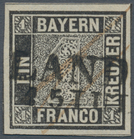 01165 Bayern - Marken Und Briefe: 1849, Schwarzer Einser 1 Kr. Schwarz Platte 1 Mit Klarem L2 "LANDSHUT 15 - Sonstige & Ohne Zuordnung