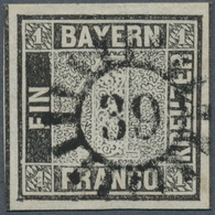 01172 Bayern - Marken Und Briefe: 1849, Schwarzer Einser 1 Kr. Grauschwarz, Platte 1 Mit Plattenfehler XLV - Otros & Sin Clasificación