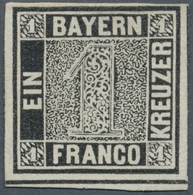 01184 Bayern - Marken Und Briefe: 1849, Schwarzer Einser 1 Kr. Tiefschwarz, Platte 1 Ungebraucht Ohne Gumm - Andere & Zonder Classificatie