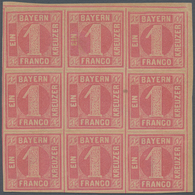 01187 Bayern - Marken Und Briefe: 1850, 1 Kr. Rosa (Platte II), Geschnitten Im Neunerblock Aus Der Rechten - Andere & Zonder Classificatie