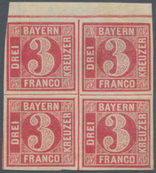 01189 Bayern - Marken Und Briefe: 1862, 3 Kreuzer Rosa Im Ungebrauchten 4er-Block, Die Rechte Untere Marke - Autres & Non Classés