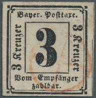 01200 Bayern - Portomarken: 1862: 3 Kr. Schwarz/weiß, Allseits Sehr Breitrandig (gering Hell) Mit äußerst - Sonstige & Ohne Zuordnung