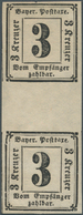 01201 Bayern - Portomarken: 1862: 3 Kr. Schwarz, Senkrechtes Paar Mit Zwischensteg, Nahezu Postfrisch (gum - Other & Unclassified