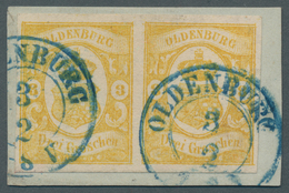 01227 Oldenburg - Marken Und Briefe: 1861: 3 Gr. Zitronengelb, Waagerechtes Paar In Frischer Farbe, Allsei - Oldenbourg