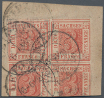 01239 Sachsen - Marken Und Briefe: 1850, Ziffernzeichnung 3 Pf Rot Platte III, Typen 14 + 15 Sowie 19 + 20 - Saxony