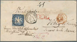 01247 Württemberg - Marken Und Briefe: 1859, Einzelfrankatur 18 Kr. Dunkelblau Ohne Seidenfaden Mit Platte - Autres & Non Classés