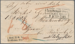 01282 Deutsches Reich - Stempel: 1873, "BERLIN. POST-EXP. 9/ POTSDAMER BAHNHOF/ 2.4.73 * 7-8 N", Drei Beso - Frankeermachines (EMA)