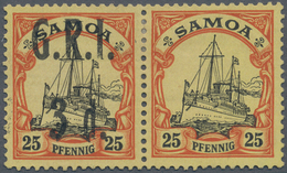 01300 Deutsche Kolonien - Samoa - Britische Besetzung: 1914: 3 D. Auf 25 Pfg., Orange/schwarz/gelb, Ungebr - Samoa