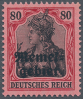 01313 Memel: 1920, Nicht Ausgegebene Germania-Aufdruckmarke ''Memelgebiet'' 80 Pf Karminrot-schwarz Auf Hell - Memelland 1923