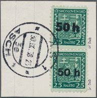 01318 Sudetenland - Asch: 1938, Freimarke 25 H Mit Beiden Aufdrucken Fett Und Dünn Im Senkrechten Paar Auf - Sudetenland