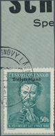 01343 Sudetenland - Konstantinsbad: 1938, 50 Heller Fügner Auf Briefstück, Echt, Mit Zahnfehler Rechts Unt - Sudetenland