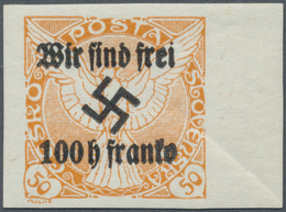 01378 Sudetenland - Rumburg: 1938, 50 H Orange Zeitungsmarke Mit Aufdruck ''Wir Sind Frei! 100 H Franko'' Un - Sudetenland