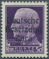 01403 Dt. Besetzung II WK - Zara: 1943, 50 Lire Schwärzlichgrauviolett, Aufdruck Type I, Farbfrisches Exem - Besetzungen 1938-45