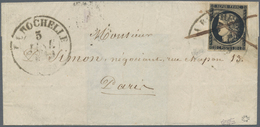 01439 Frankreich: 1849, 20 C Black On Yellowish, Good Margins, Tied By Light Strike Of Large Double Circle - Gebruikt